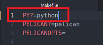 Makefile screenshot configured for python2